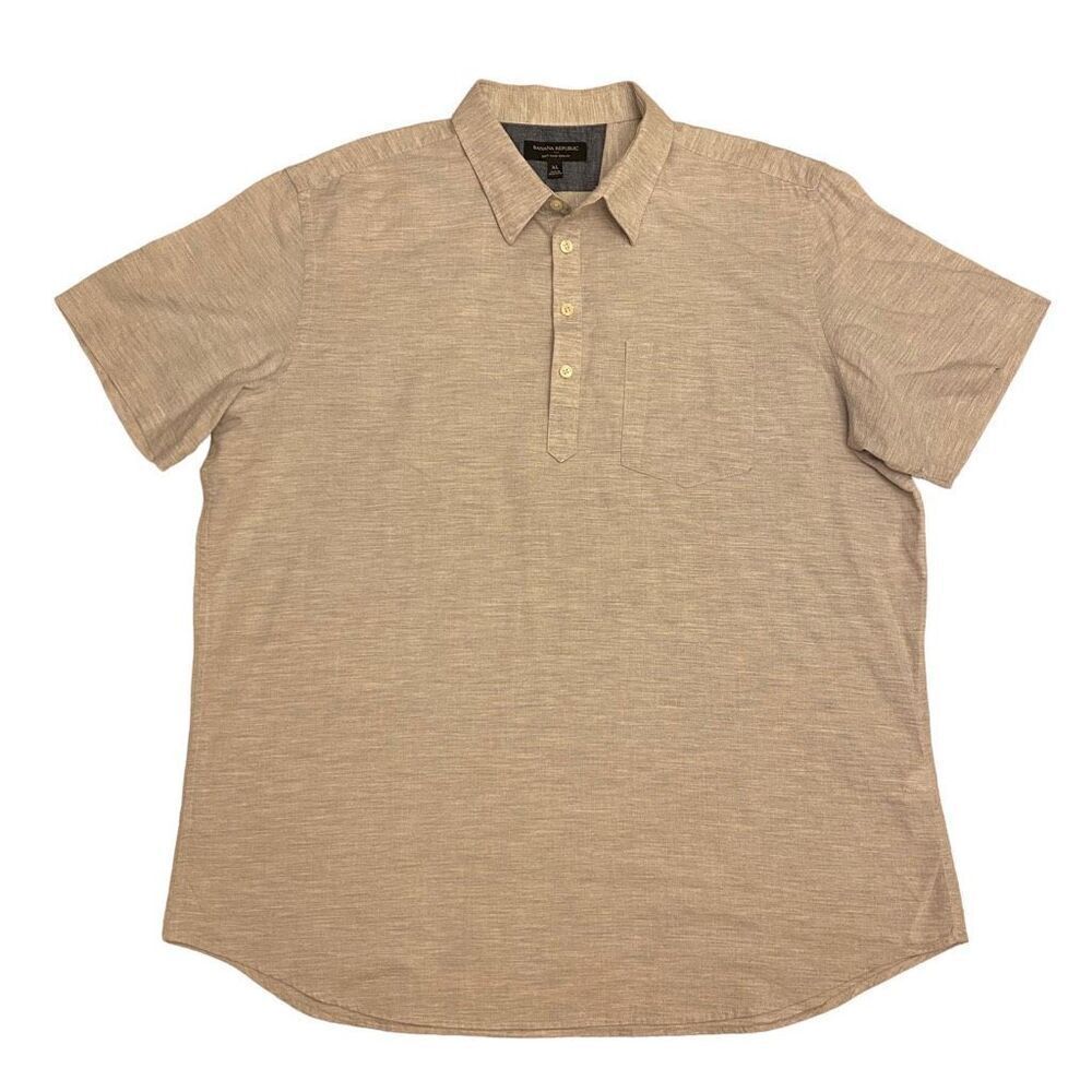 Banana Republic Soft Wash Gray‎ Cotton Short Sleeve Shirt Size XL
